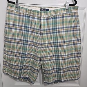 Vintage Polo Ralph Lauren Shorts Mens Size 38w Green Multicolor Madras Plaid